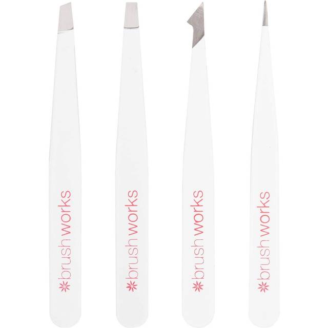 Brushworks brushworks HD 4 Piece Combination Tweezer Set White
