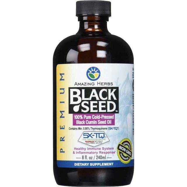 Amazing Herbs  Premium Black Seed™  100% Pure Cold-Pressed Black Cumin Seed Oil  5 g  8 fl oz (240 ml)