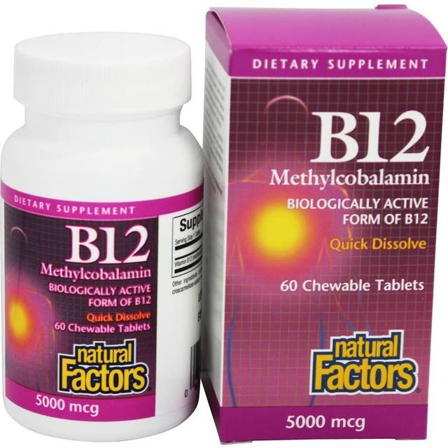 Natural Factors  B12  Methylcobalamin  5 000 mcg  60 Chewable Tablets