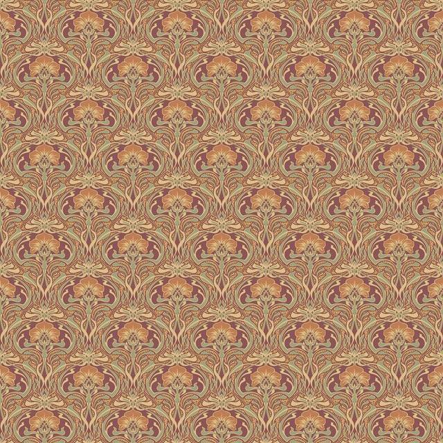 Flora Nouveau 10.05m x 53cm Wallpaper Roll - Russet (1,005cm L X 53cm W)