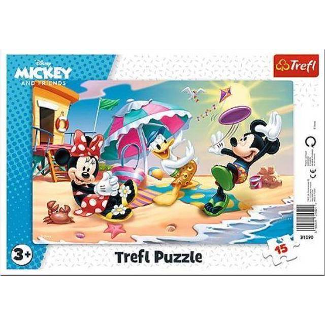 Trefl Disney Characters Play on the Beach Puzzle Kids - 15 Pieces