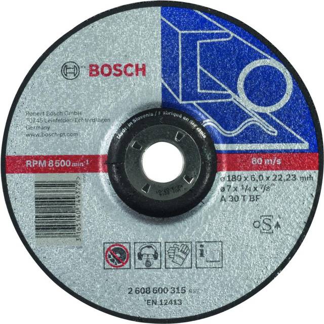 Bosch 2608600315 180 x 22.2 x 6mm Metal Grinding Disc- you get 10