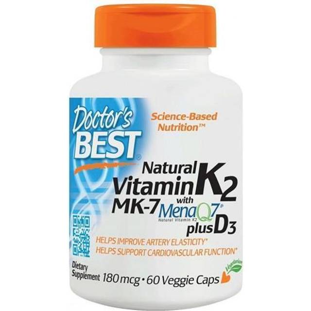 Doctor's Best  Natural Vitamin K2 MK-7 plus D3  180 mcg  60 Veggie Caps