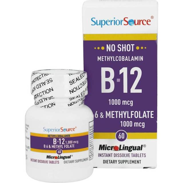 Superior Source  Activated B-12  Methylcobalamin  B-6 (P-5-P) & Methylfolate  60 MicroLingual® Instant Dissolve Tablets