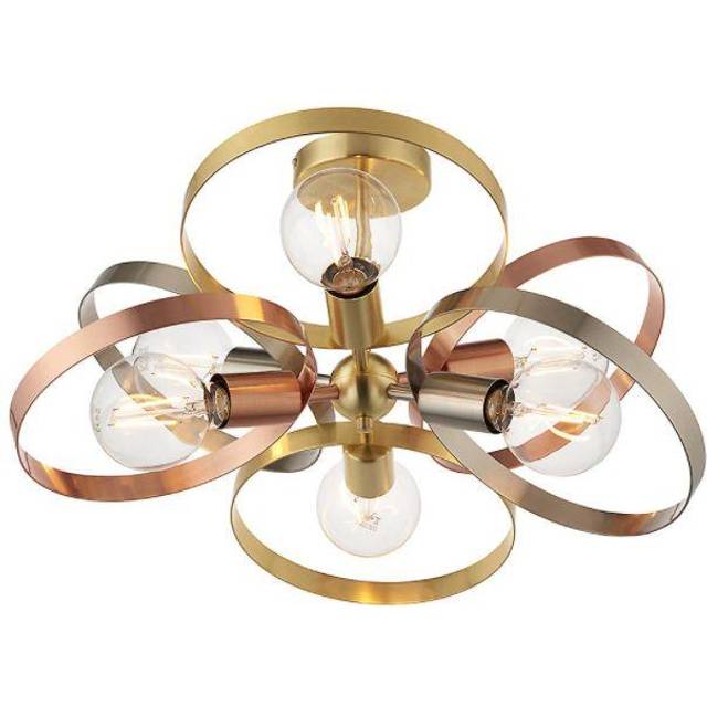 Ensora Lighting Lucas 6 Light Semi Flush Ceiling Light, Gold