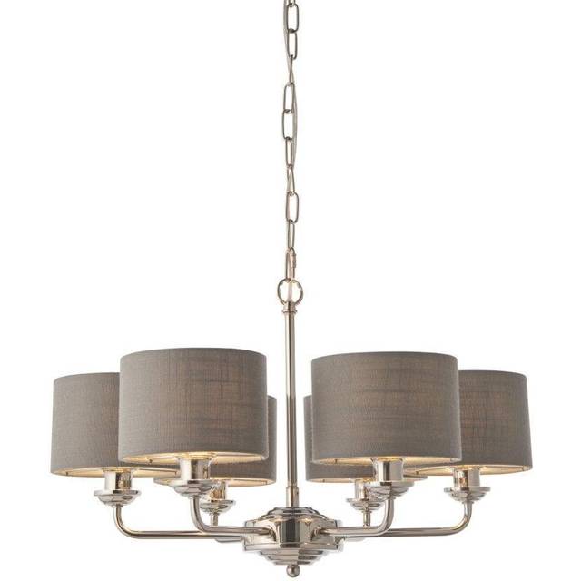Abbigail 6-Light Shaded Chandelier - Bright Nickel (22cm H X 58cm W X 58cm D)