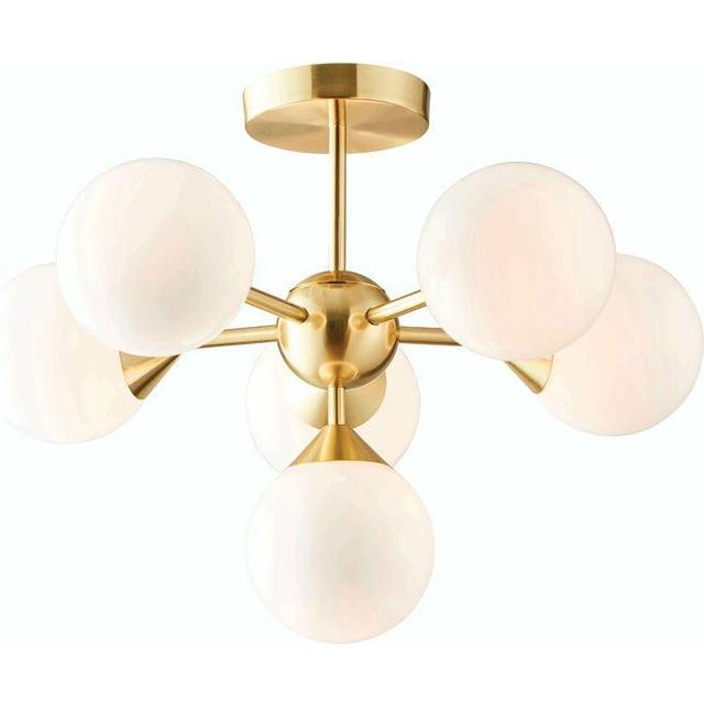 Oscar 6 Light Semi Flush Ceiling Light - Brushed Gold