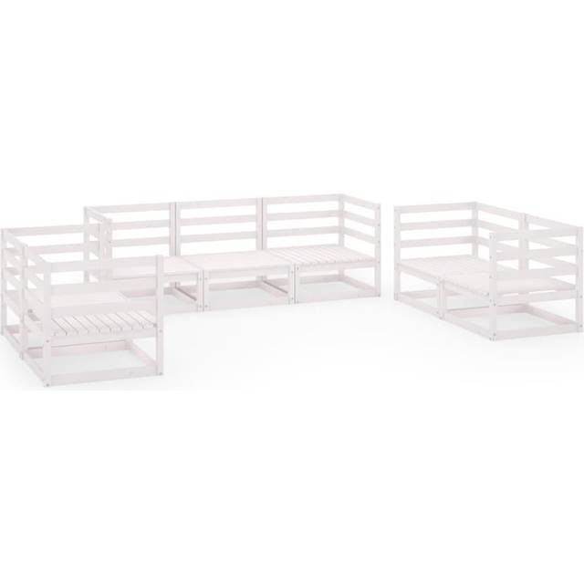 7 Piece Garden Lounge Set White Solid Pinewood Vidaxl