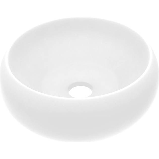 vidaXL Luxury Wash Basin Round Matt White 40x15 cm Ceramic