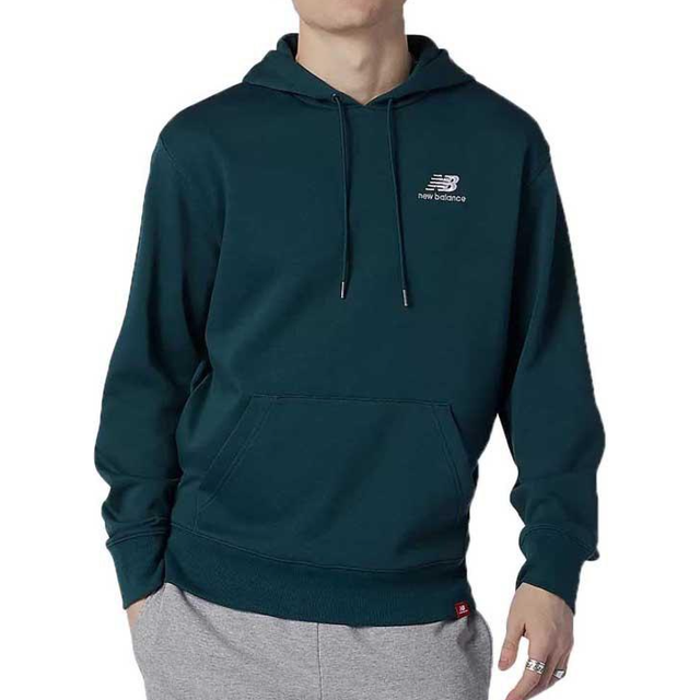 New Balance Long Pullover Teal Mens Essentials Embroidered Hoodie MT11550 TKK Cotton - Size Medium