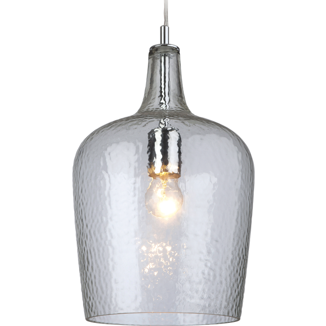 Firstlight Glass Elegant Style Textured Pendant Light in Chrome and Aqua Glass