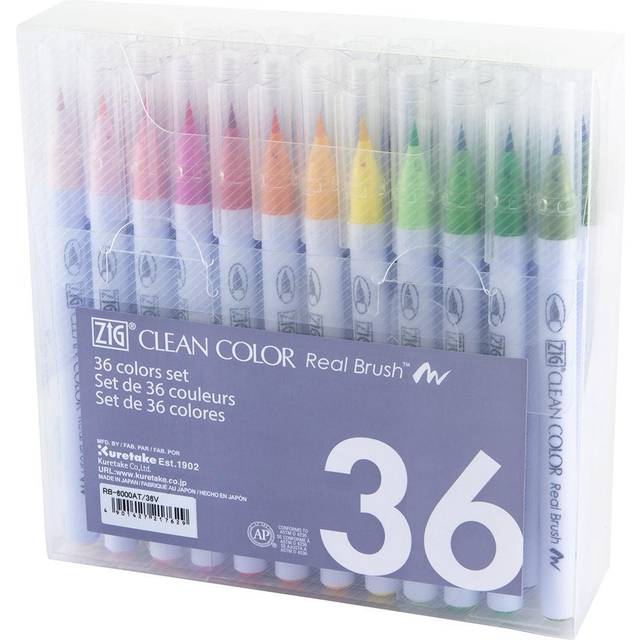 Kuretake Clean Color Real Brush Watercolour Brush Pens (Set Of 36 Colours)