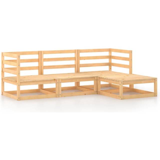 vidaXL 4 Piece Garden Lounge Set Solid Wood Pine - Brown