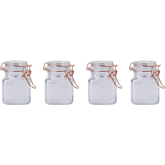 Sabichi set of 4 piece four glass spice jar set with copper clips 197498