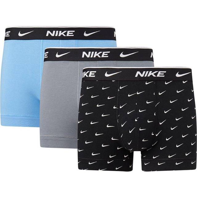 Pack of 3 Signatures Hipsters in Plain Cotton - Black Print+Grey+Blue - XL