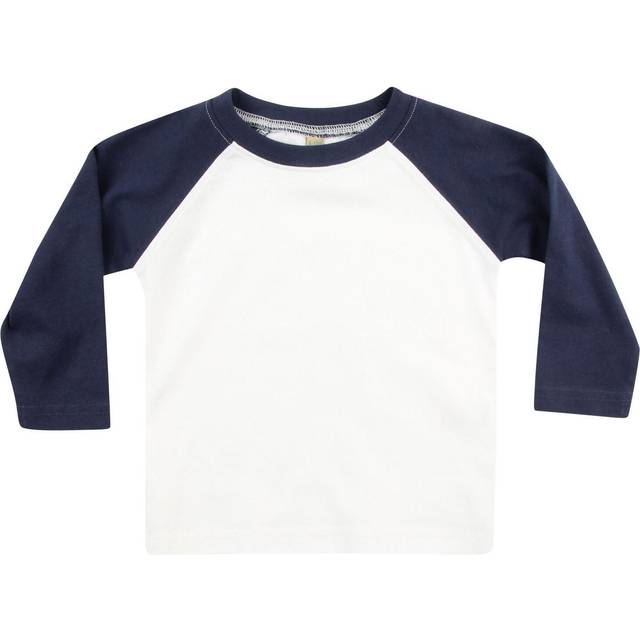 Larkwood Baby/Toddler Long Sleeve Baseball T-Shirt LW25T White/Navy 0-