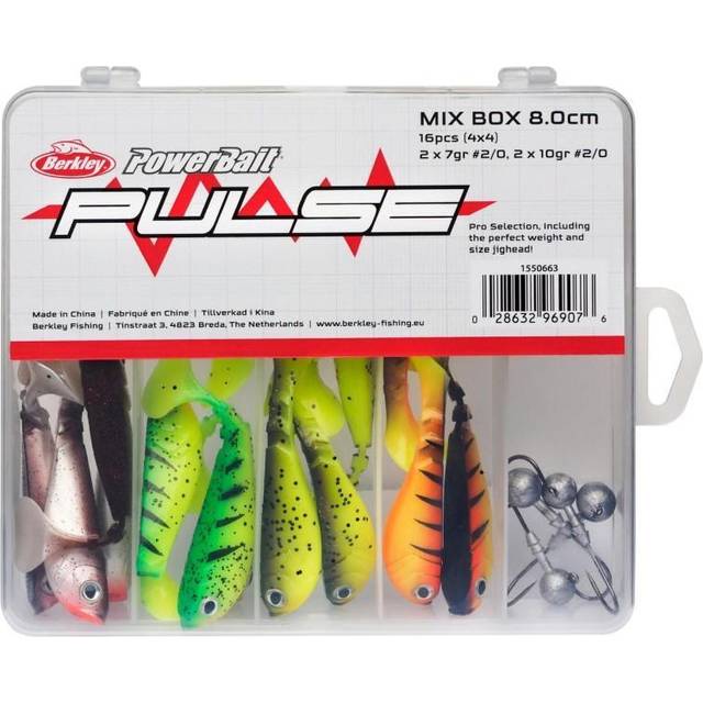 Berkley Pulse Shad mjukt gummi fiskedrag och jigghuvud krok set – set med paddle svans mjuka baits med viktanpassade fiskekrokar för gädda, abborre, gös