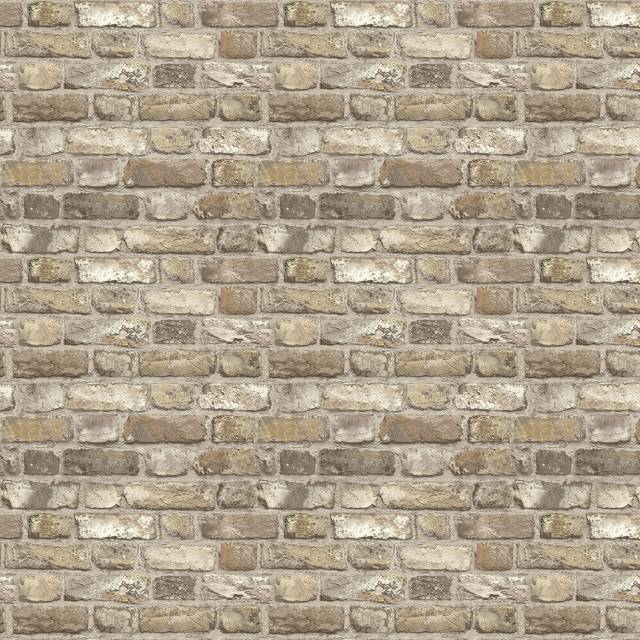Grandeco Vintage Brick Pattern Effect Textured Wallpaper In Neutral