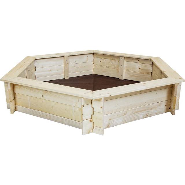 Charles Bentley Hexagonal Wood Sand Pit, Brown