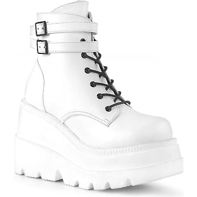 (UK 4/EU 37/US 7) DemoniaCult  Ankle Boots SHAKER-52 Wht Vegan Leather
