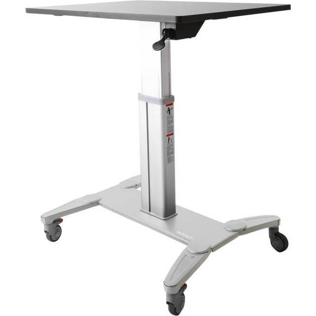 StarTech.com Mobile Standing Desk - Portable Sit Stand Ergonomic Height Adjustable Cart on Wheels - Rolling Computer/Laptop Workstation Table with Locking One-Touch Lift for Teacher/Student