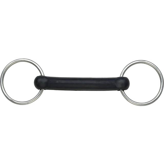 (6in, Black/Silver) Shires Flexible Rubber Horse Loose Ring Snaffle Bit
