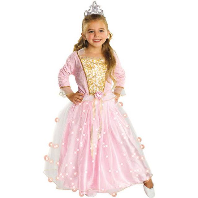 (Medium) Childs Rose Princess Costume With Fiber Optic Light Twinkle Skirt