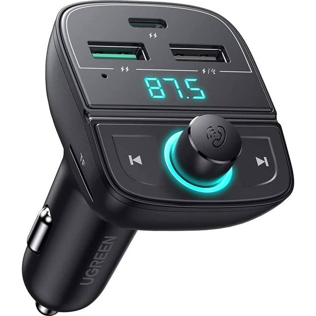 Ugreen Bluetooth FM-sändare / Billaddare 2x USB-A, 1x USB-C