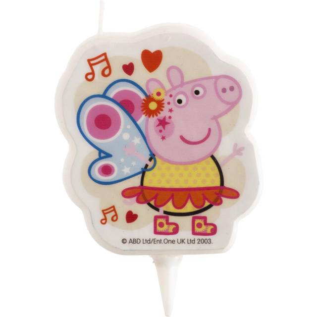 Dekora - 346233 Peppa Pig Butterfly 2D Candle for Birthday Cake, Caket Topper Decoration, 7cm Multicoloured
