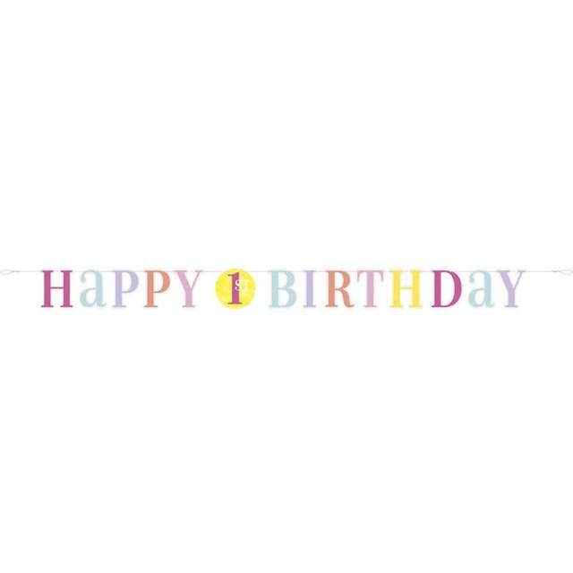 1. Geburtstag PINK DOTS Buchstabenkette, 1 Stk, 1,82m