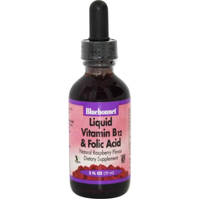 Bluebonnet Nutrition  Liquid Vitamin B-12 & Folic Acid  Raspberry   2 fl oz (59 ml)