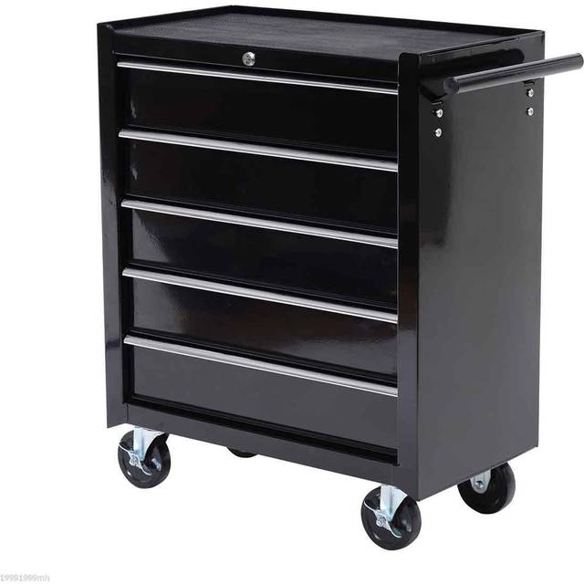 HOMCOM Steel 5-Drawer Tool Storage Cabinet Lockable w/Wheels Handle 2 Keys Garag