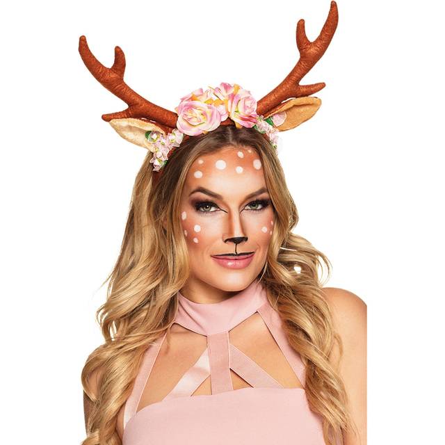 Boland 04276 – pannband ren med öron och blommor, tiara, huvudbonad, rådjur, tillbehör, temafest, karneval, kostym