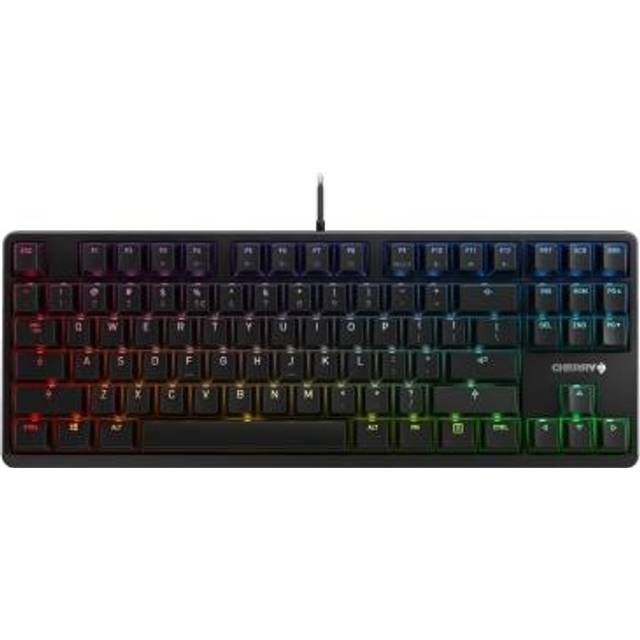 CHERRY G80-3000N RGB TKL, internationell layout, AZERTY-tangentbord, trådbundet tangentbord, mekaniskt speltangentbord, CHERRY MX SILENT RED SWITCHES, svart