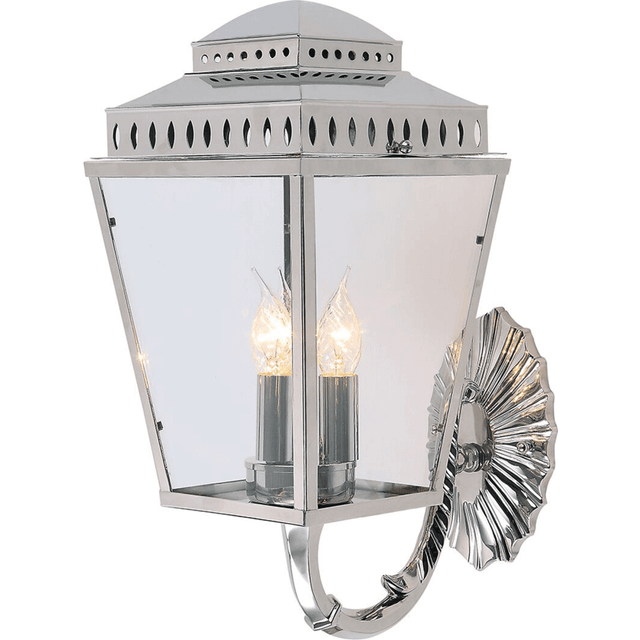 Mansion House - 3 Light Outdoor Wall Lantern Light Polished Nickel IP44, E14 - Elstead