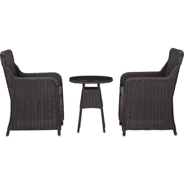 Caféset med dynor 3 delar konstrotting svart