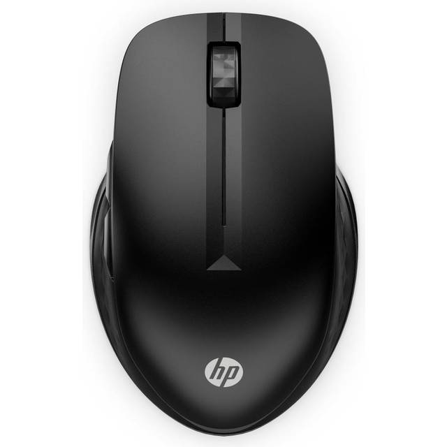 HP 430 trådlös mus | Trådlös anslutning med 2,4 GHz och Bluetooth 5.2 | USB-dongel | 4 000 dpi | 4 knappar | för upp till 2 enheter | svart | inkl. 1 x AA batteri | livslängd upp till 24 månader