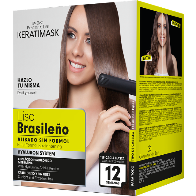 Be natural Plife Keratimask Kit Liso Brasileño  ( Kit Retail ) 240 ml