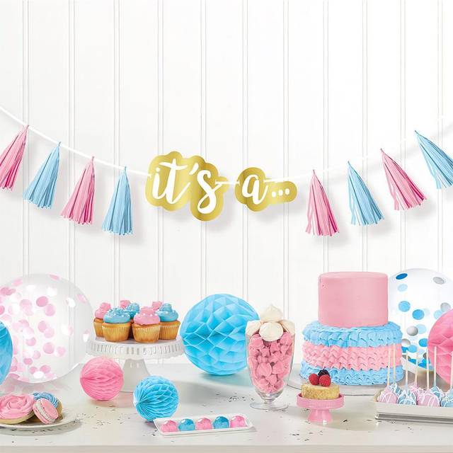 Amscan Guirlande Gender Reveal DIY - Gender Reveal - Babyhelp.dk
