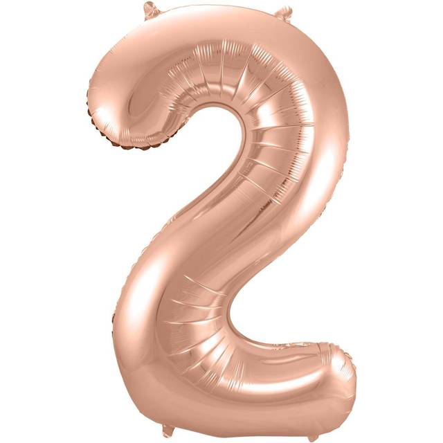 XXL Zahlenballon "2" zum 2. Geburtstag in rosègold, 86cm hoch