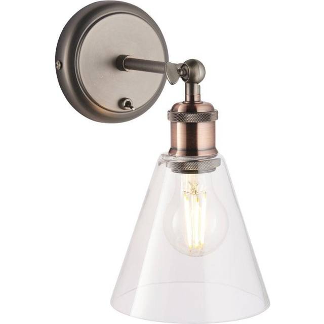 Ensora Lighting Mateo Wall Light Glass/Copper, Orange