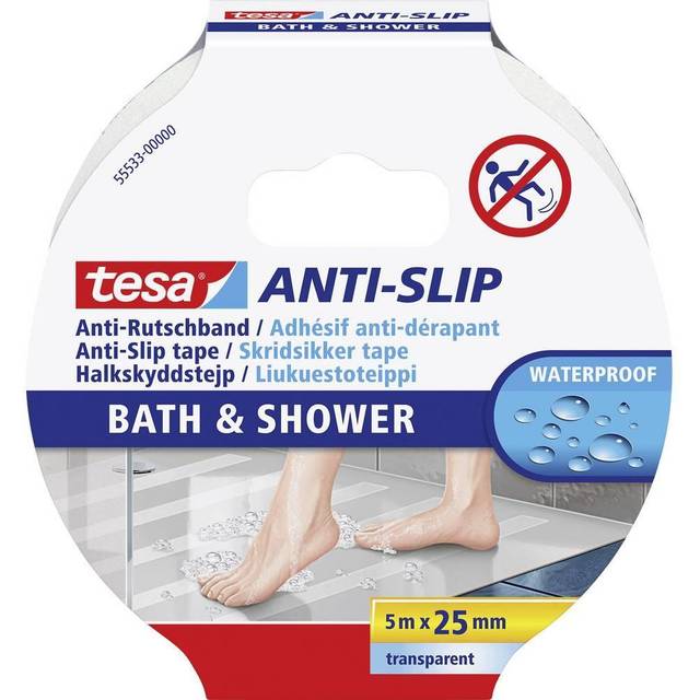 tesa ® Halkskyddstejp till badkar och duschkabiner vattenfast, transparent och lätt att montera, 5m x 25mm