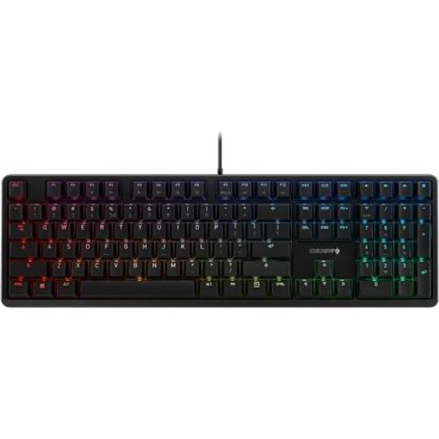 CHERRY G80-3000N RGB, internationell layout, QWERTY-tangentbord, trådbundet tangentbord, mekaniskt speltangentbord, CHERRY MX SILENT RED SWITCHES, svart