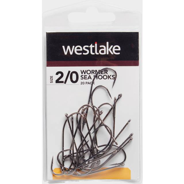 20Pk Worm Hooks Sz 2/0, Black - One Size