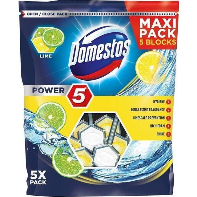 Domestos Power 5 Lime toalettfräschare, 5-pack - Citrusdoftande formel för bestående fräschör
