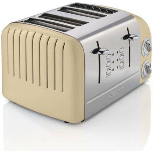Swan ST34020CN Cream 1950s Retro-Style 6 Setting 4 Slice Toaster With Crumb Tray