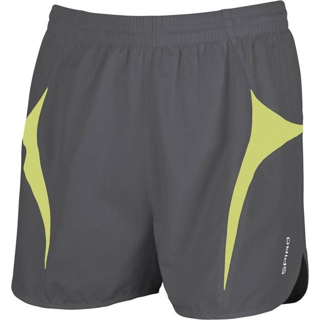 (S, Grey/Lime) Spiro Mens Sports Micro-Lite Running Shorts