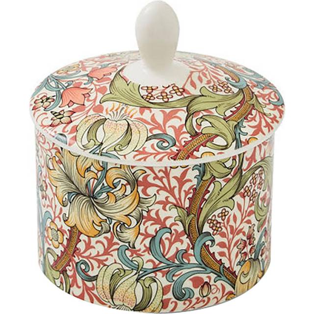 Morris and Co. Golden Lily Sugar Bowl with Lid - Green;Red (280ml)