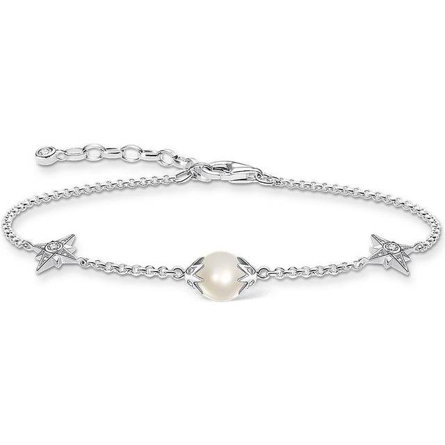 Thomas Sabo Womens White Magic Stars Sterling Silver and Pearl Bracelet - WHITE