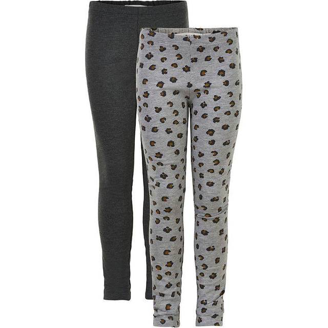 Minymo mädchen sweat leggings mit aop (2er pack) greymelange